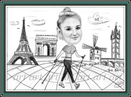 Karykatura portret ze zdjęcia dla podróżniczki PROMOCJA