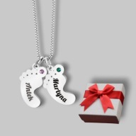 Naszyjnik dwie stópki - grawer gratis - napis - prezent