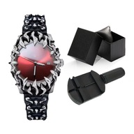 SREBRNY ZEGAREK OPIUM Y2K CZERWONA TARCZA DATOWNIK BRANSOLETA RETRO VINTAGE