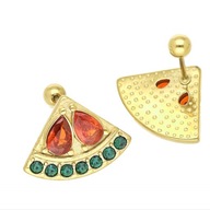 65293 Kolczyki złota stal chirurgiczna piercing kryształowy arbuz