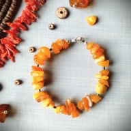 Srebro AMBER bransoletka bursztyn bałtycki zielony hematyt BlackberriesArts