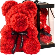 MIŚ Z RÓŻ PREZENT NA WALENTYNKI DZIEŃ BABCI ROSE BEAR LED WIECZNA RÓŻA