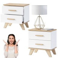 SZAFKA NOCNA BIAŁA MAŁA WĄSKA DĄB DO SYPIALNI STOLIK NOCNY Z SZUFLADAMI