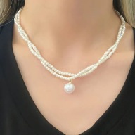 komplet naszyjnik perły perły MINI ślub impreza na co dzień złoty moda