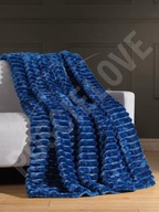 Koc 160x200 cm - miękki i ciepły - 100% poliester - kolor granatowy