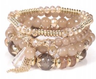 ZESTAW BRANSOLETEK DAMSKI ELEGANCKI KORALIKI KRYSZTAŁKI