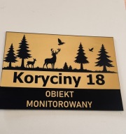 Tabliczka Grawerowana numer domu, ulica, obiekt monitorowany 2w1 Uwaga pies