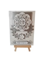 ZAPROSZENIA KOMUNIA IHS W SERWETCE C6 SREBRO – SZARY