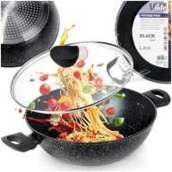 Patelnia GRANITOWA do smażenia duszenia głęboka z pokrywką VILDE 28 cm 3,5L