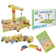 DREWNIANY PLAC BUDOWY XXL POJAZDY CIĘŻARÓWKA KOPARKA 5w1 DŹWIG ŻURAW