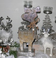 Figurka ozdoba jelonek Renifer piękny stroik parapet komoda dekoracja