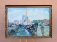 STARY DUŻY OBRAZ OLEJNY PŁÓTNO sygnowany , N.K.Nielsen