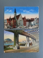 Wrocław; ratusz + pergola z halą stulecia. 2 sztuki.