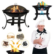 HIT PALENISKO OGRODOWE 60cm Z UCHWYTAMI DUŻE SOLIDNE STALOWE OGNISKO GRILL