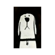 „Piesek z Poważną Miną” – Plakat Ilustrowany w Stylu Art Brut