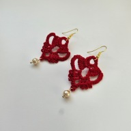 Kolczyki rękodzieło na szydełku z perełką