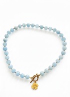 Naszyjnik Akwamaryn Kamień Naturalny Złota Koniczynka Choker Boho Prezent