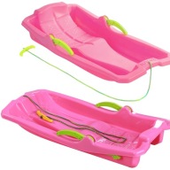 SANKI KAROL RÓŻOWE Z HAMULCAMI I LINKĄ ŚLIZG BOBSLEJ DLA DZIEWCZYNKI