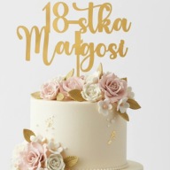 topper na tort dekoracja urodziny personalizacja18-STKA!!złote lustro plexa
