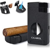 DA113 Cygarol Zapalniczka 3w1 do Cygar Obcinacz V, Wiatroszczelna Metalowa