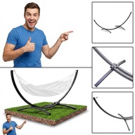 STELAŻ NA HAMAK OGRODOWY SOLIDNY DWUOSOBOWY METALOWY CZARNY 250KG NOWY