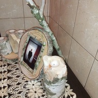 Walentynki prezent romantyczna świeca świecznik ramka naturalna rękodzieło