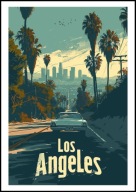 A2 KOLOROWY PLAKAT OBRAZ LOS ANGELES KALIFORNIA USA, VINTAGE RETRO