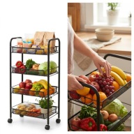 Regał kuchenny mobilny metalowy stolik na kółkach 4 półki wąski organizer