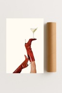 Plakat bez ramy 21x30cm Drink na Szpilce Koktajl Moda Glamour Party Styl
