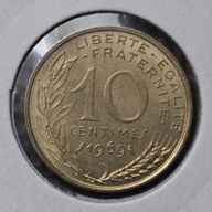 *FRANCJA [0113]*10 centymów CENTIMES 1969 Piąta Republika, Marianna Rośliny