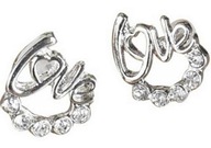 Kolczyki z napisem Love i Kryształami