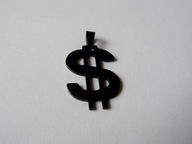 NASZYJNIK SYMBOL DOLAR BLACK GUN-STAL 316L