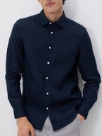 RESERVED PREMIUM koszula lniana 100% len regular fit granatowa męska XL
