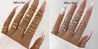 Zestaw 28 modnych pierścionków - boho / minimalistyczne - złote lub srebrne
