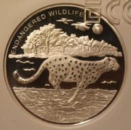 LAMPART - GEPARD 10 FRANCS FRANKÓW 2007 KONGO GCN PR69 MONETA SREBRZONA