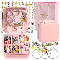 Zestaw do robienia bransoletek i naszyjników 66 el. koraliki charms kuferek