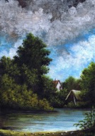Akwarela "Dom nad wodą" RN