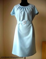 Sukienka niebieska błękitna z paskiem 40 42