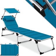 Leżak z dachem regulowanym oparciem aluminiowy w odcieniach błękitu m131