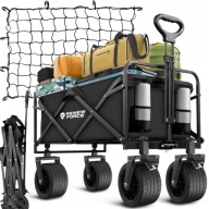 WÓZEK TURYSTYCZNY SKŁADANY OGRODOWY TRANSPORTOWY 120L KOŁA TERENOWE +SIATKA