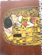 Skrzynka pojemnik z drewna zdobiony na herbate---klimt