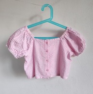 Krótka bluzka z kory z bufkami Little Kids 128 bawełna (234)