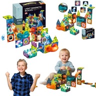 KLOCKI MAGNETYCZNE SWIECACE TOR KULKOWY Z KULKAMI KONSTRUKCYJNE DIY 75 EL