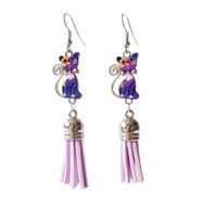 Kolczyki z kotem i chwostem - fioletowe