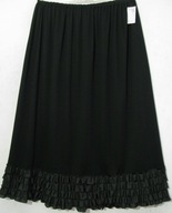 Spódnica prosta czarna z cienkiej dzianiny dół z falbankami długa 50/62