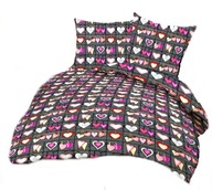 pościel z flaneli 160x220 + 2x70x80 zamek F 73 Serca zawieszki fiolet