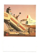 Pocztówka - Pilot, schody pasażerskie i stewardesa / lata 50-te