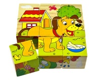 PUZZLE KLOCKI DREWNIANE UKŁADANKA EDUKACYJNA LOGICZNA KOLOROWA DLA DZIECI
