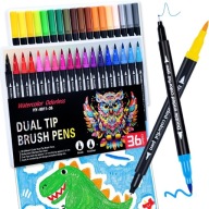 MARKERY AKWARELOWE Dwustronne Wodne MAZAKI PISAKI FLAMASTRY dla Dzieci 36