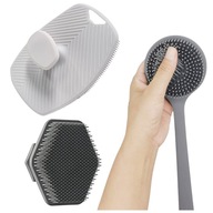 Szary komplet 3 myjek do kąpieli pielęgnacji ciała twarzy pleców silikonowe